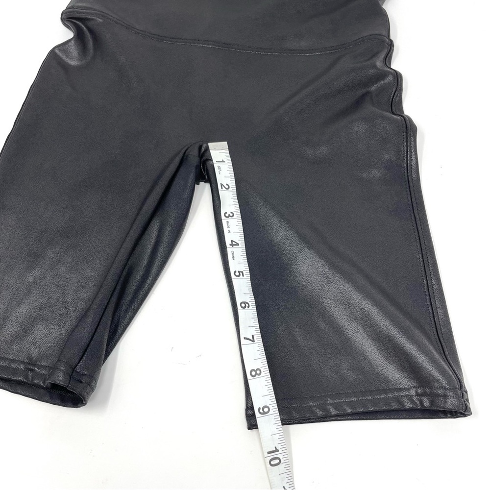 SPANX Faux Leather Bike Shorts in Black High Waisted Shiny Finish Women Size M - Picture 7 of 12